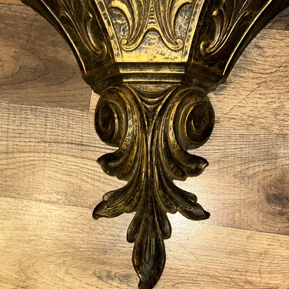 Vintage MCM Hollywood regency Ornate Gold Wall Sconce/ Wall planter